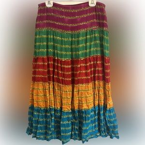 Lauren Ralph Lauren boho tie dye tier layered maxi skirt